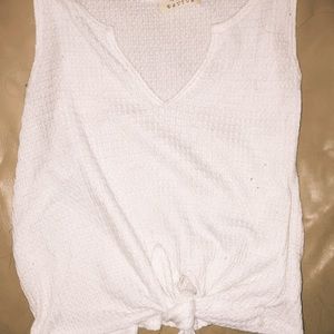White crop knit tank